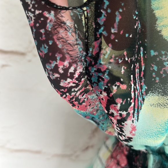 ✨VTG✨ 80s Open Shoulder Sheer Top, Size S - Picture 6 of 7